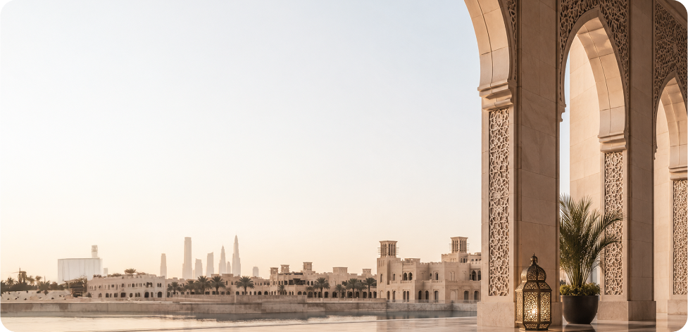 Traditional Middle Eastern architecture with arches