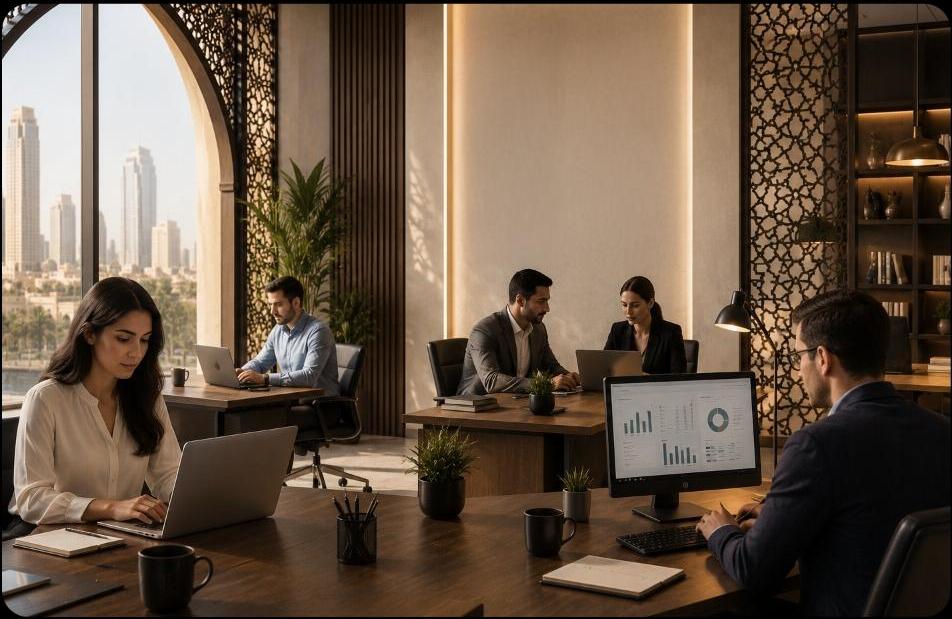 Reflections GCC team in a meeting room